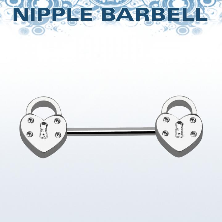 Brustwarzen-Piercing Herzschloss Barbell Hantel Nippel Piercing