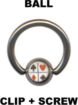 p1494_6 BCR Klemmkugelring Spielkarten Motiv Stahl Piercing Schmuck