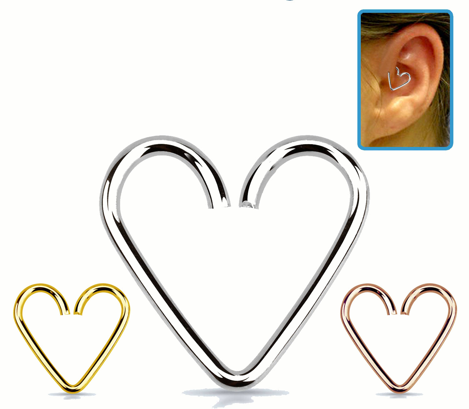 Helix Fake Piercing aus 925er Silber silberfarbig goldfarbig roségoldfarbig zum Klemmen