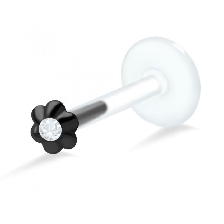 PTFE Tragus Labret Blume silber schwarz goldfarbig roségoldfarbig