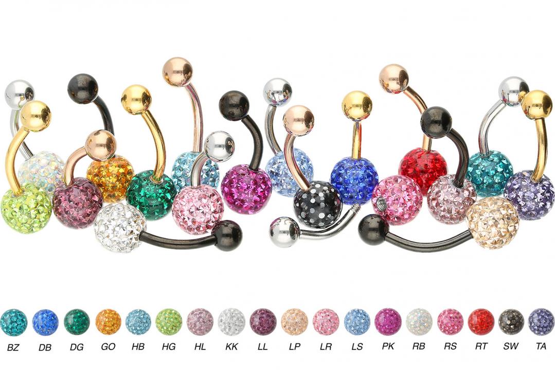 XS100 Piercing Bananabell Chirurgenstahl mit 8mm-Epoxykugel silberfarbig schwarz goldfarbig roségold