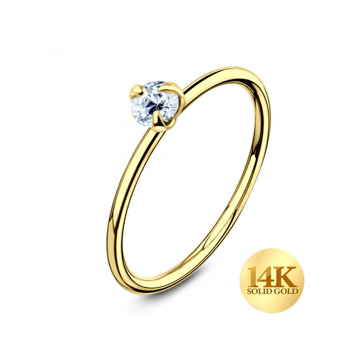 Nasenring aus 14karat Echtgold Gelbgold mit 2mm-Kristall