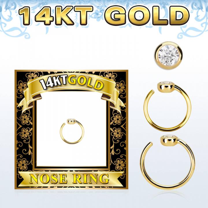 🦚 Nasenring aus 14karat Gold Nasenpiercing 2mm-Kristall 🦚 Nasenring aus 14karat Gold Nasenpiercing 2mm-Kristall