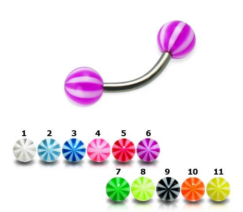 ps10824_1 Piercing Banane 5mm Beachballs 10 Farben 1,6 mm Stahl und Titan