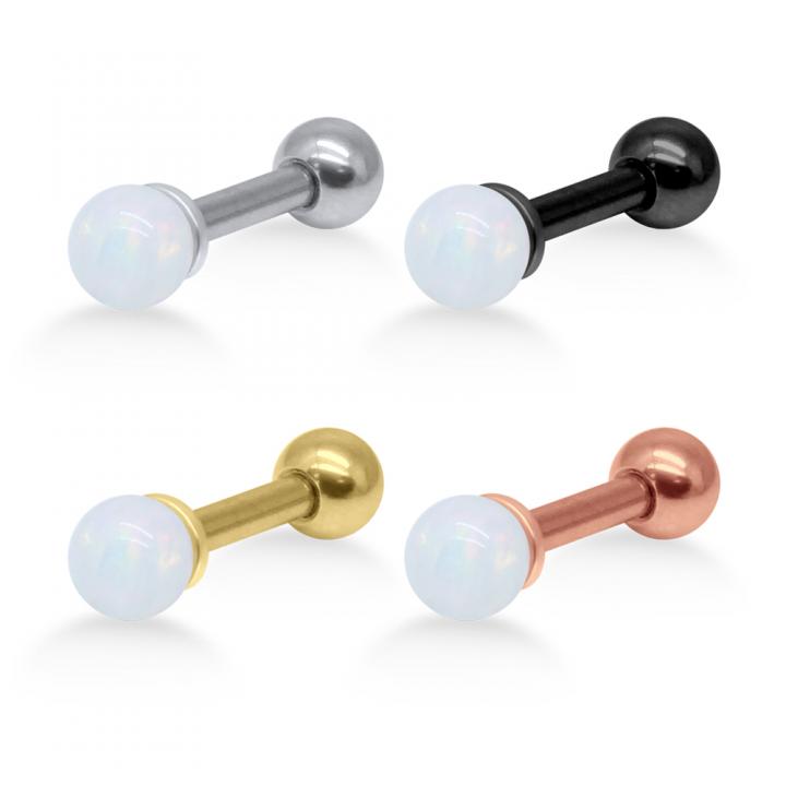 Helix Tragus Piercing synth. 3mm-Opal silberfarbig schwarz goldfarbig roségoldfarbig