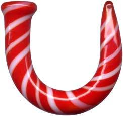 p3859_3 Piercing Dehnungssichel aus Glas rot/weiss Expander Claw