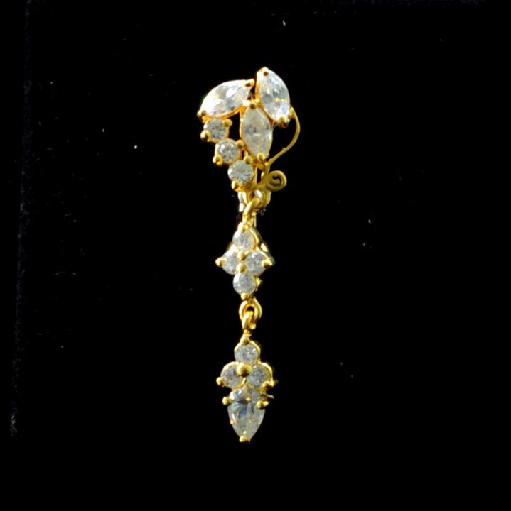 job_0099 Bauchnabelpiercing Titan 925er Silber-Motiv goldfarbig Kristallblume