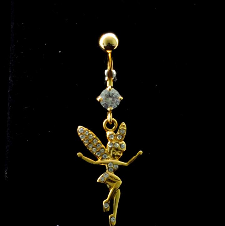 job_0105 Bauchnabelpiercing Titan 925er Silber-Motiv goldfarbig Elfe