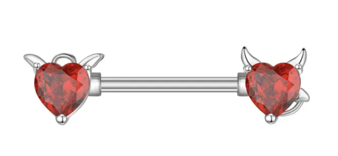 Brustwarzenpiercing Nippelpiercing  Brustschild Kristallmotiv Herzen