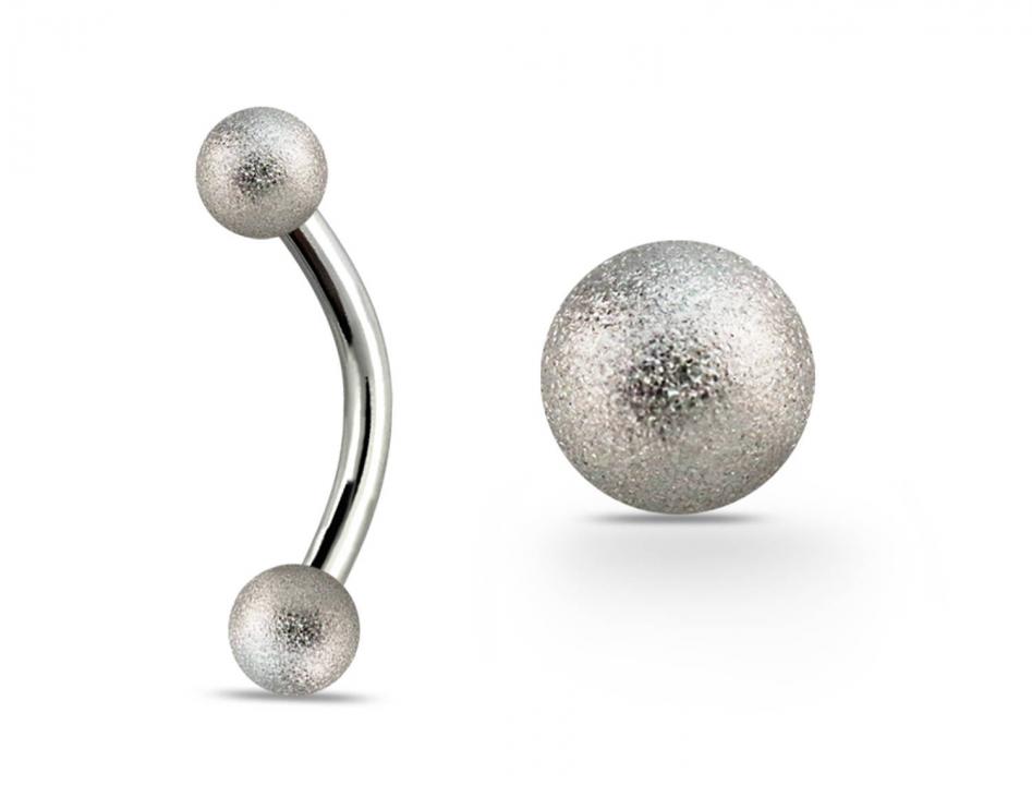 Banane Curved Barbell mit zwei Kugeln in Diamantoptik