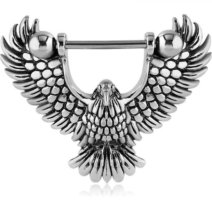 Brustwarzenpiercing großer Adler Schild mit Barbell Nippel