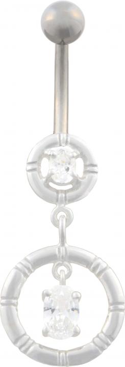Bauchnabelpiercing KRISTALL + KREIS Titan mit 925er Silber-Motiv