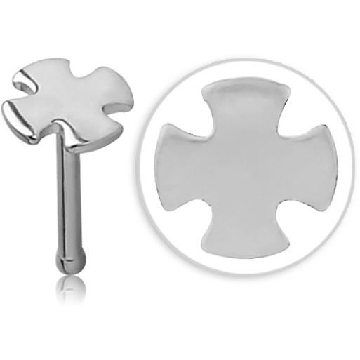 Nasenstecker Pin mit Kreuz Motiv 0.8 Stahl Nasenpiercing gerade