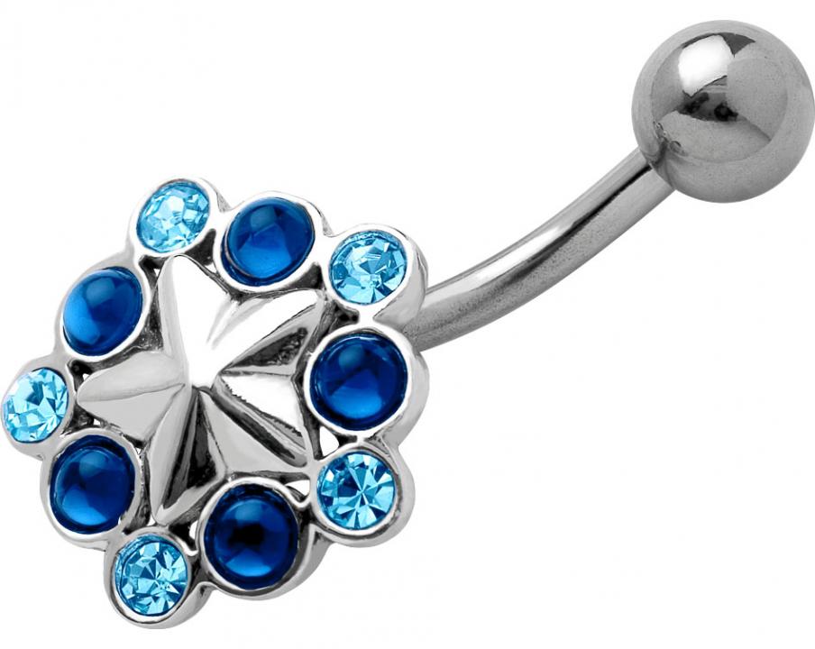 cc-28_kopie Bauchnabelpiercing Stern mit Kristallen und Cabochons