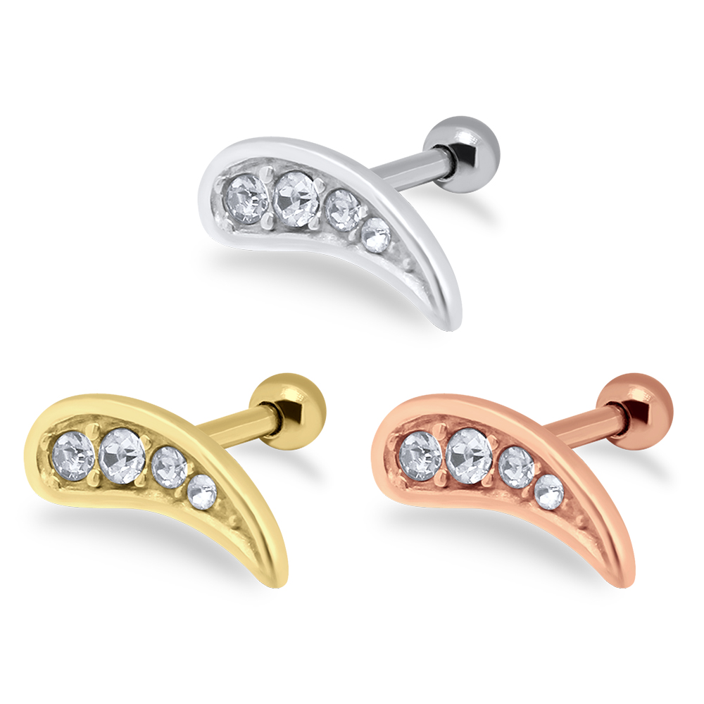 Helix Tragus Piercing Kristallbogen silberfarbig goldfarbig roségoldfarbig