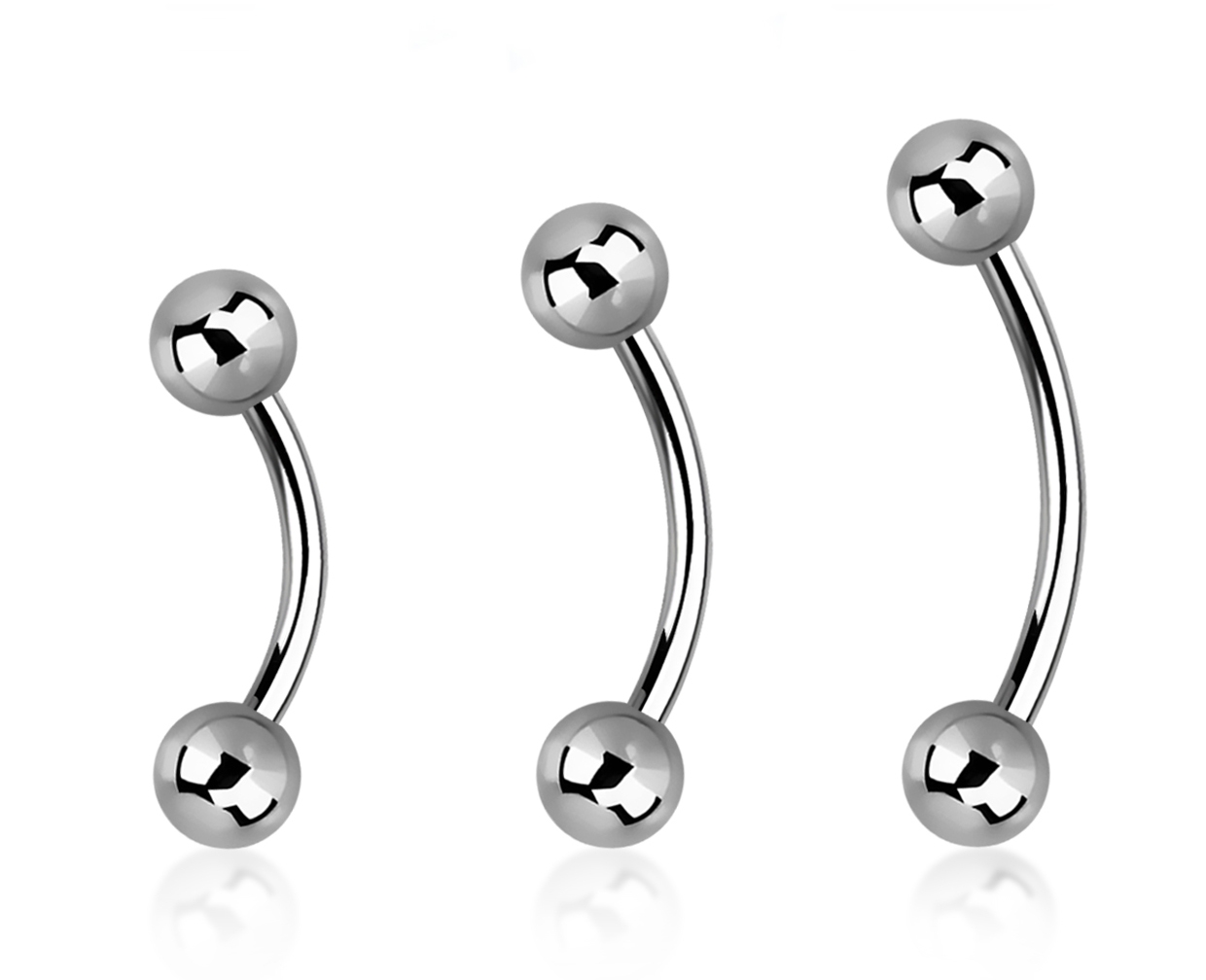 Banane Curved Barbell Titan G23 mit 3mm-Kugeln   1.0mm Stabstärke