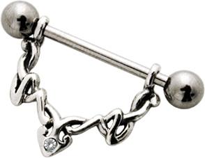 Brustwarzenpiercing schmales Tribal Schild mit Barbell Nipple