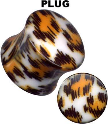 32070 Ohr Piercing Plug Tiger Muster Motiv Schwarz/Braun Acryl