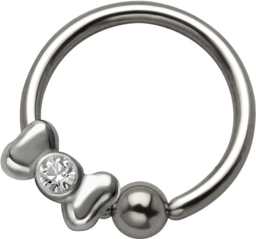 BCR Ring Schleife beweglich mit Kristall Stein Piercing Klemmring