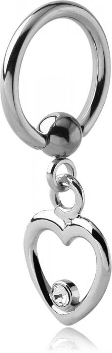 BCR Ring mit Herz Anhänger Piercing Klemmring 1.2mm x 8mm