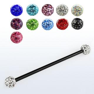 Barbell Brustpiercing Zungenpiercing Industrial schwarz mit 5mm-Epoxy-Kugeln