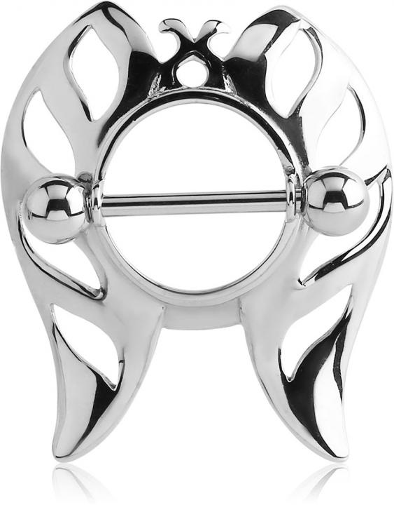 Brustwarzenpiercing Lochmuster Schild mit Barbell Nipple Piercing