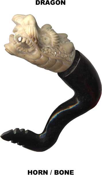 p3636_3 Fake Piercing Expander Drachenkopf Büffelhorn Dehnungssichel Claw