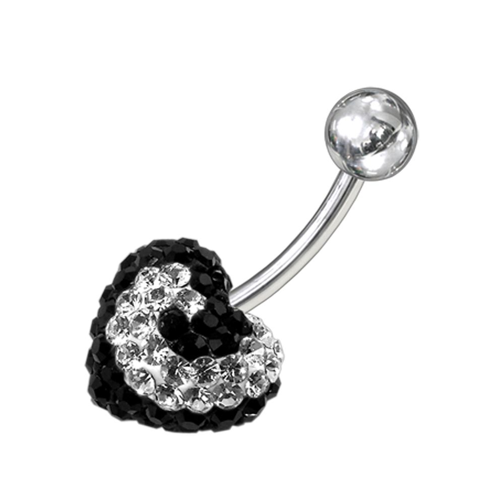 Bauchnabelpiercing Herz Klar-Schwarz Welle Multi Kristall Kugel Banane