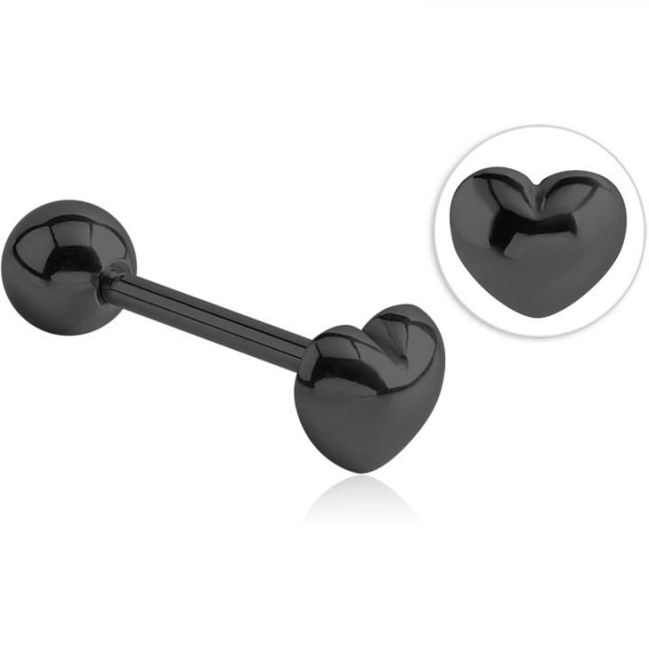 Barbell Piercing schwarz Motiv Herz Hantel 1.6mm Stärke