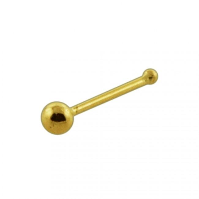 14karat Echtgold Nasenstecker Pin Nasenpiercing Gelbgold mit 2mm-Kugel