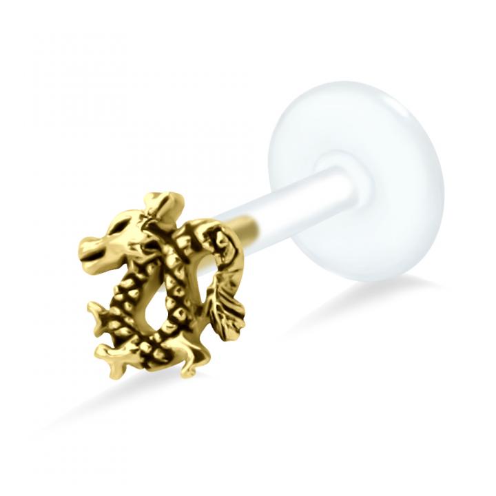 PTFE Tragus Labret Drache silber schwarz goldfarbig roségoldfarbig