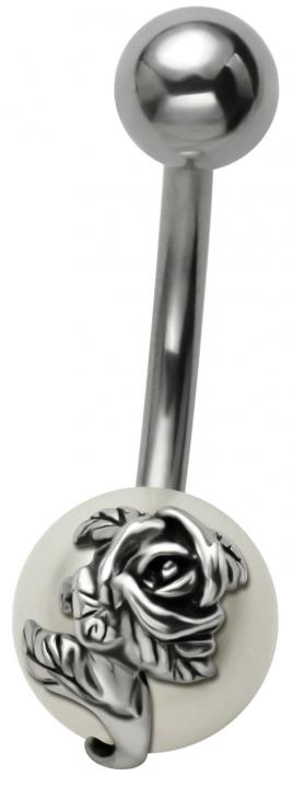 bpcu-03_kopie Bauchnabelpiercing Perle mit Rose Stahl Banane 10mm Schmuck