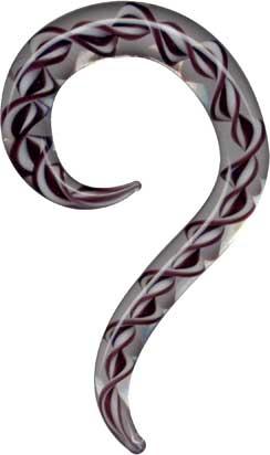 p3870_3 Piercing Dehnungssichel aus Glas schwarz/weiss Expander Spirale