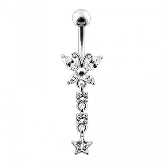 Bauchnabelpiercing Titan 925er Silber-Motiv Schmetterling