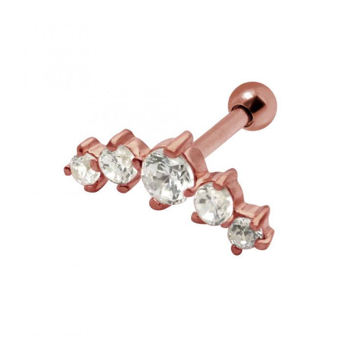 Helix Tragus Piercing fünf Kristalle  silber schwarz goldfarbig roségoldfarbig