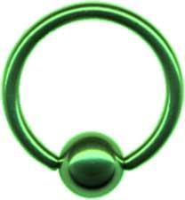 17007 BCR Piercing Ring Grün Stahl mit Kugel Klemmring Klemmkugelring