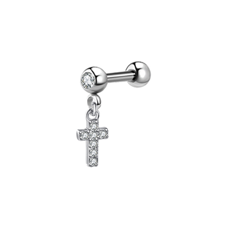 Helix Tragus Piercing Chirurgenstahl 316L Barbell mit Anhänger Motiv Kristallkreuz