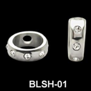 blsh-01ss_2 Piercing Saturn Shield mit Kristallring 3mm/1.2mm Stahl