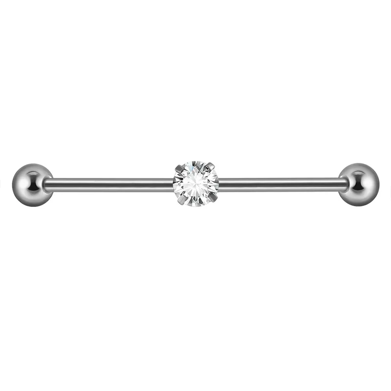 Industrial Barbell Piercing Chirurgenstahl mit eingefasstem 5mm-Kristall