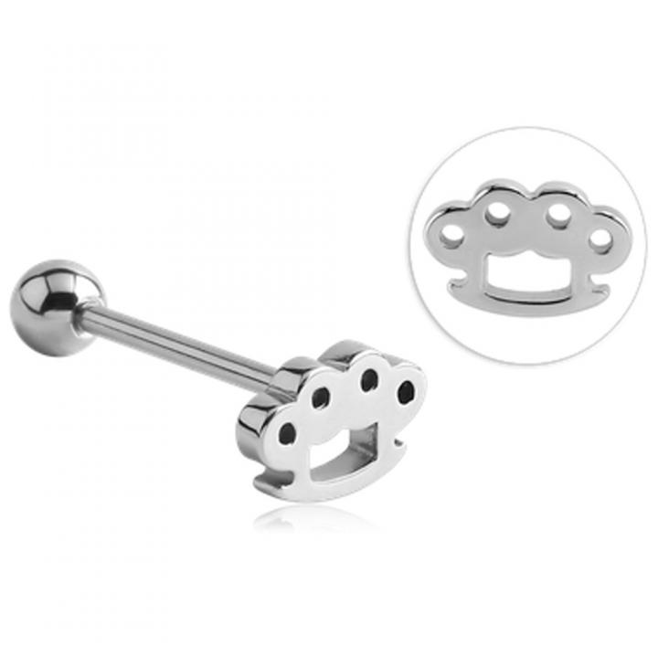 Zungenpiercing Barbell mit Schlagring Motiv Stahl Hantel 1,6mm