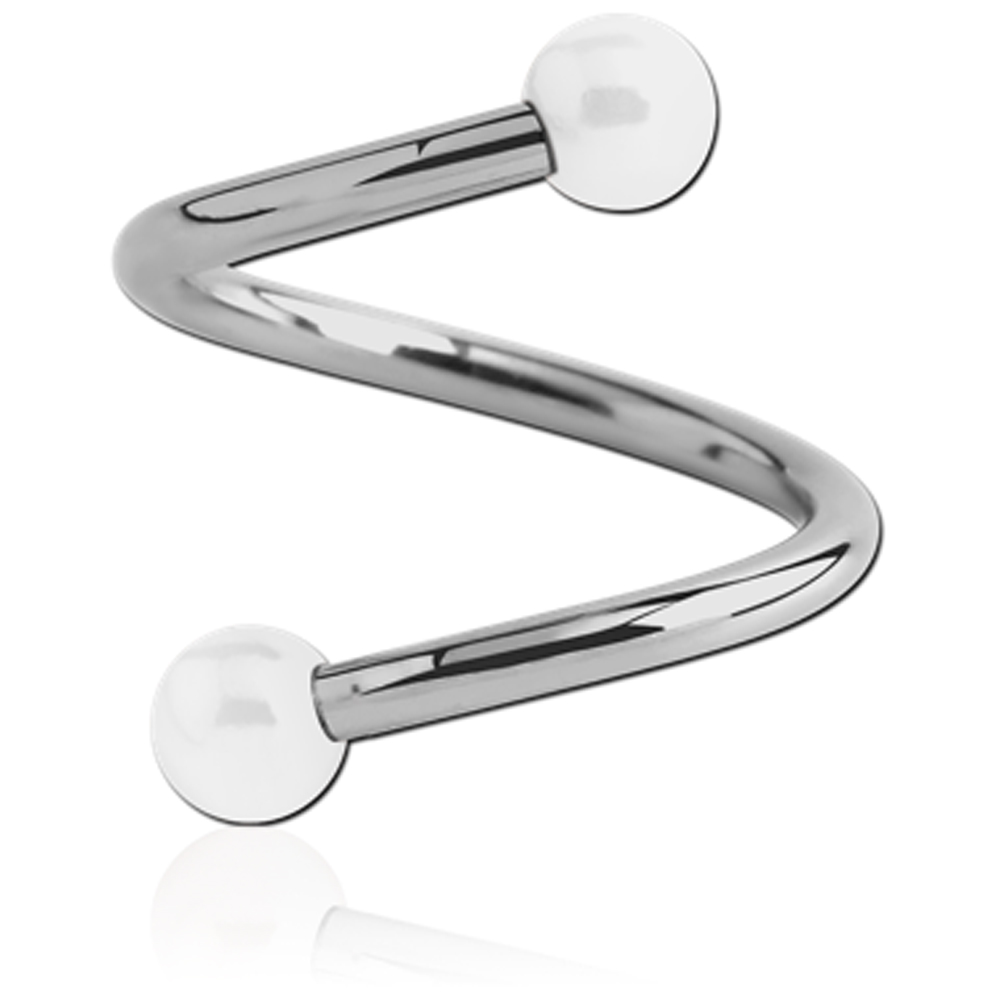 Piercing Spirale Perlen weiss Stab Titan G23 Piercing Spirale Perlen weiss Stab Titan G23