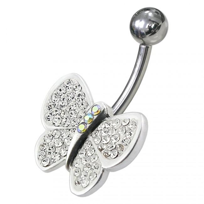 Bauchnabelpiercing Titan 925er Silber-Motiv Schmetterling