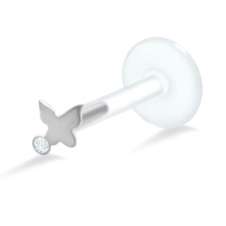 PTFE Tragus Labret Schmetterling II silber schwarz goldfarbig roségoldfarbig