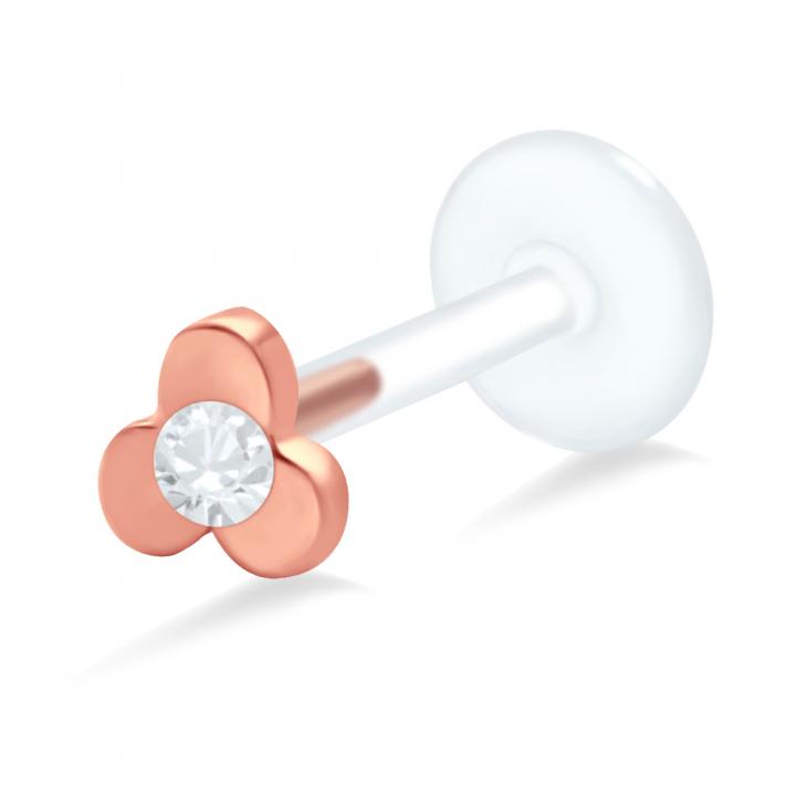 PTFE Tragus Labret Kristallblume silber schwarz goldfarbig roségoldfarbig