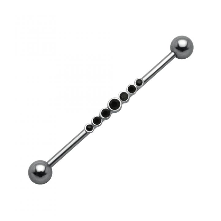 Industrial Piercing Kristalle schwarz Stahl Barbell Ohr Schmuck