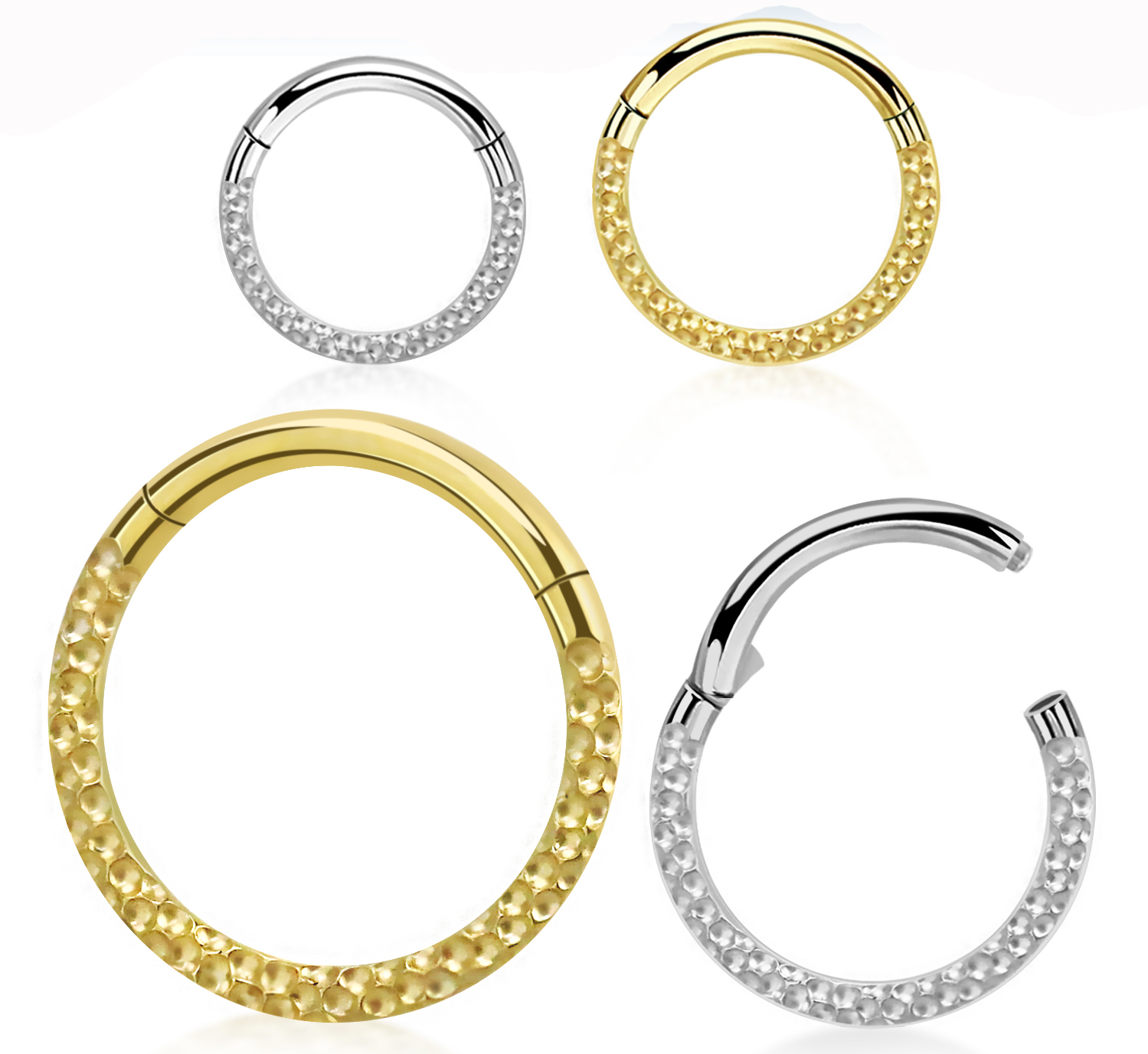 Segmentring Clicker Chirurgenstahl 316L Lochmuster silber goldfarbig Segmentring Clicker Chirurgenstahl 316L Lochmuster silber goldfarbig