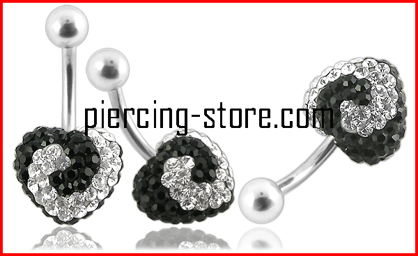 Bauchnabelpiercing Herz Klar-Schwarz Welle Multi Kristall Kugel Banane