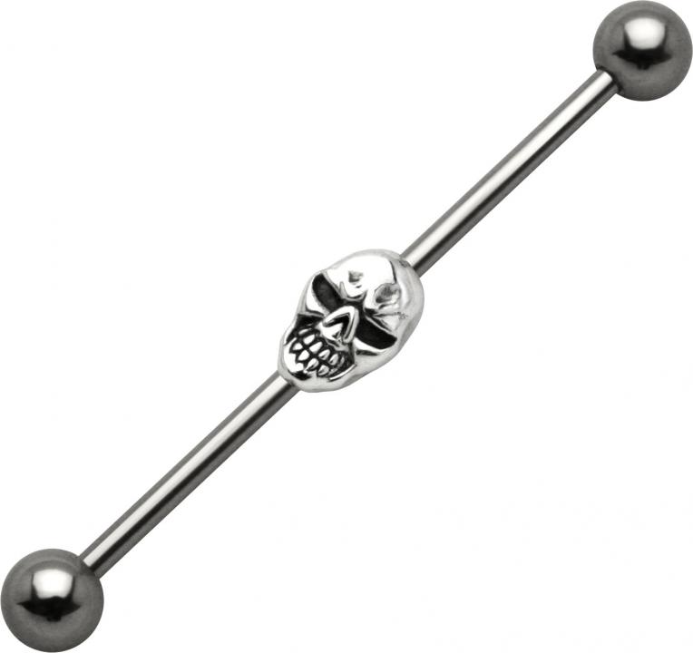 Industrial Piercing Totenkopf Barbell Stahl Ohr Schmuck