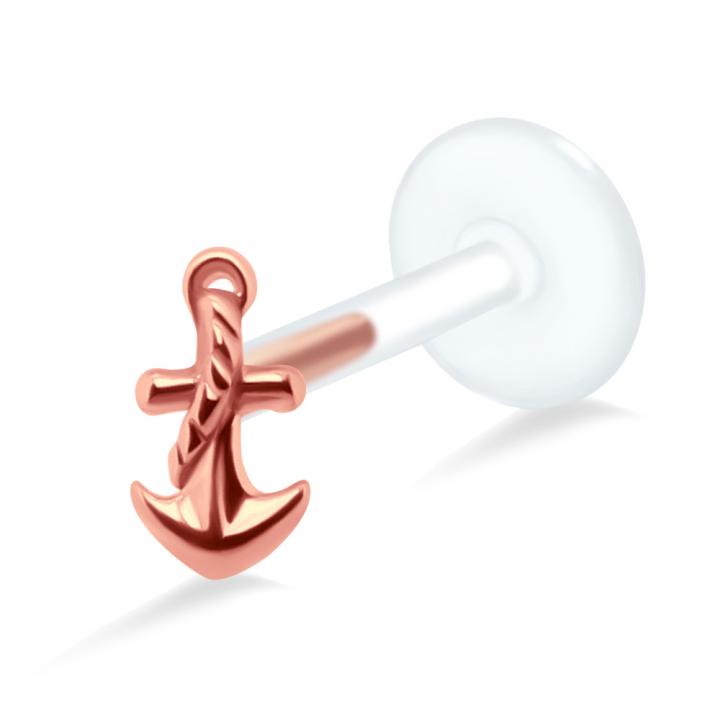 PTFE Tragus Labret Anker II silber schwarz goldfarbig roségoldfarbig