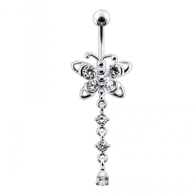 Bauchnabelpiercing Titan 925er Silber-Motiv Schmetterling